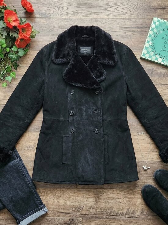 BB Dakota Jackets & Blazers - B.B. Dakota Prêt-à-Porter Black Leather Faux Fur Trim Coat